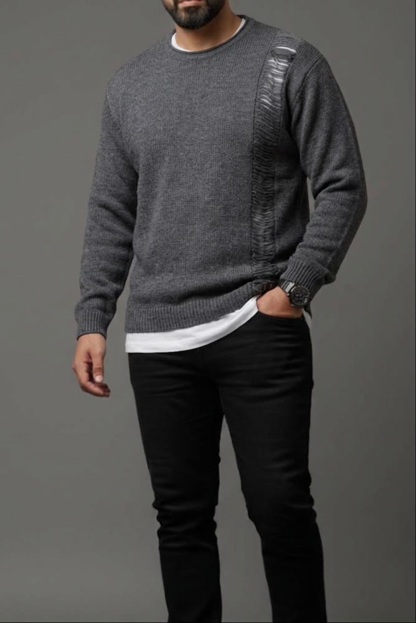 Distressed Knit Sweate