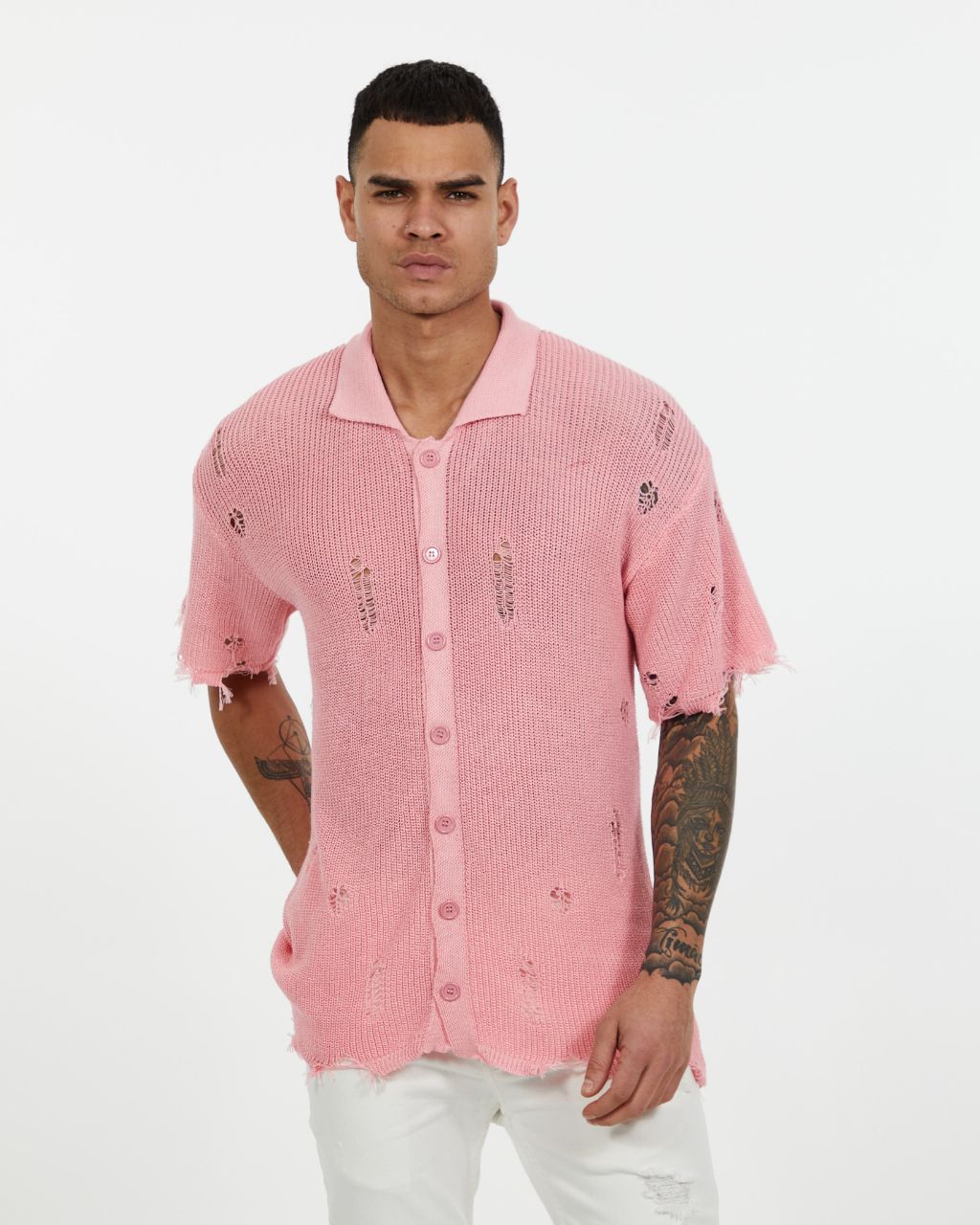 Knit Button Shirt.